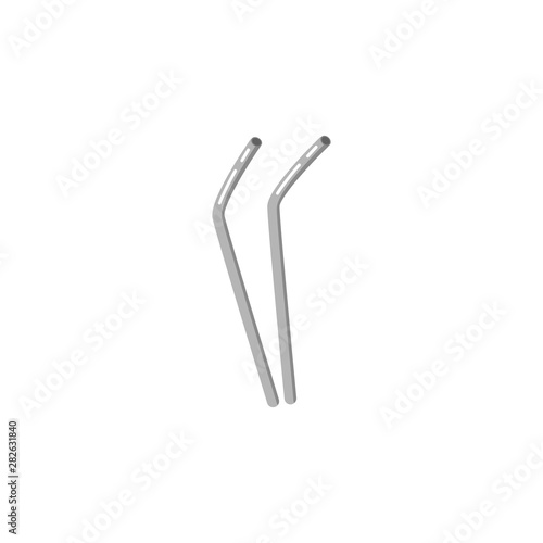 Zero Waste element - steel straws. No plastic. Hand drawn vector Illustration isolated on white background