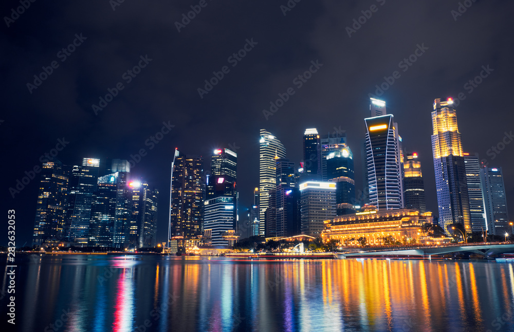 Skyscrapers in Singapore at night