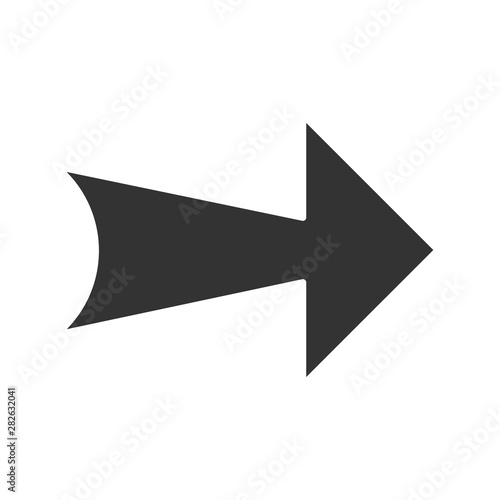 Wide arrow glyph icon. Rightward route. Arrowhead indexer. Next. Navigation pointer, indicator sign. Arrow showing right direction. Silhouette symbol. Negative space. Vector isolated illustration