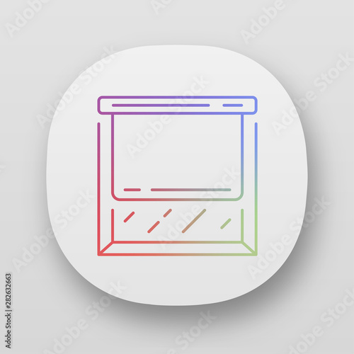 Roller shades app icon. Window blinds. Kitchen darkening decoration. Vertical jalousie. Window blackout treatments. UI/UX user interface. Web or mobile applications. Vector isolated illustrations