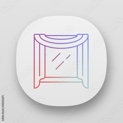 Window scarf app icon. Window top coverings. Room drapery design. Home interior decoration. House furnishing. UI/UX user interface. Web or mobile applications. Vector isolated illustrations