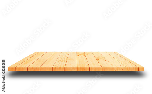 wooden table on white background