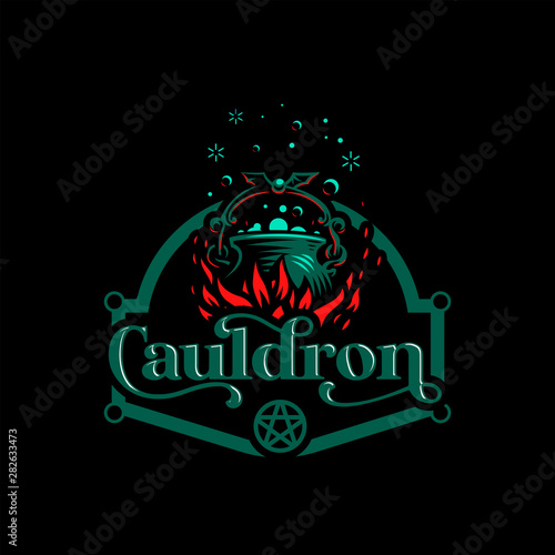 Magic cauldron with a bat handle.