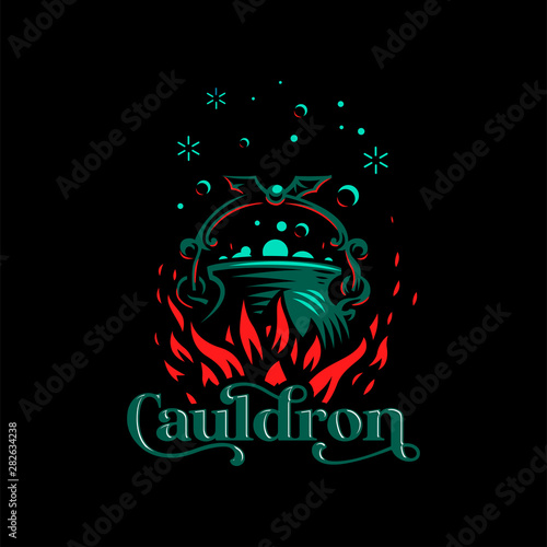 Magic cauldron with a bat handle.