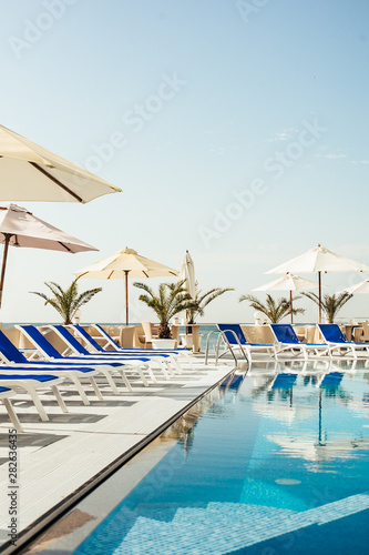 swimming pool at luxury resort hotel