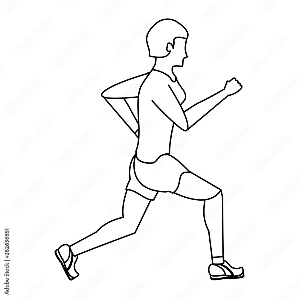 Fototapeta premium fitness sport lifestyle workout cartoon in black and white