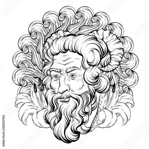 Vector hand drawn illustration of satyr isolated. Creative tattoo artwork.