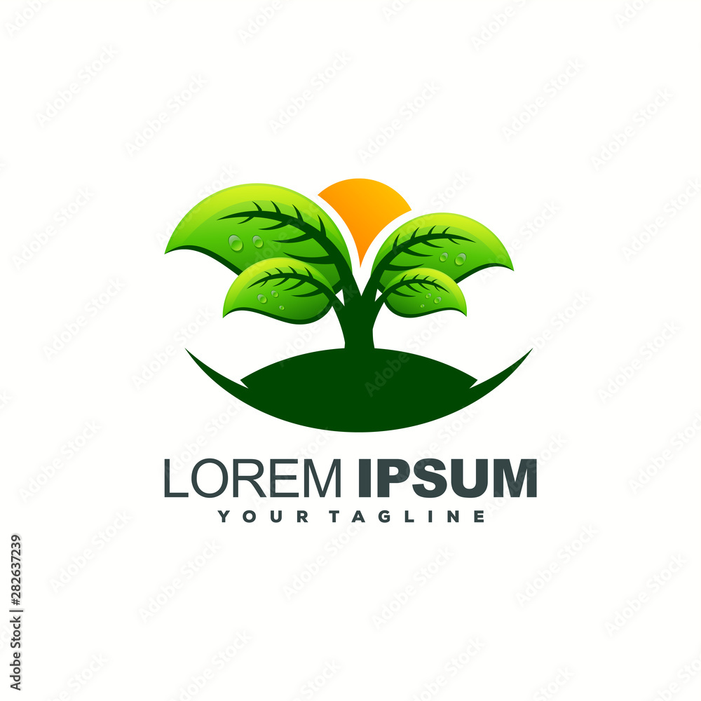awesome green leaf logo design awesome green leaf logo design