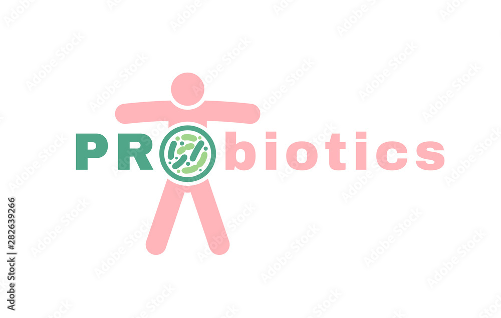 Lactobacillus Probiotics Typographic Icon Lactobacillus Probiotics Typographic Icon