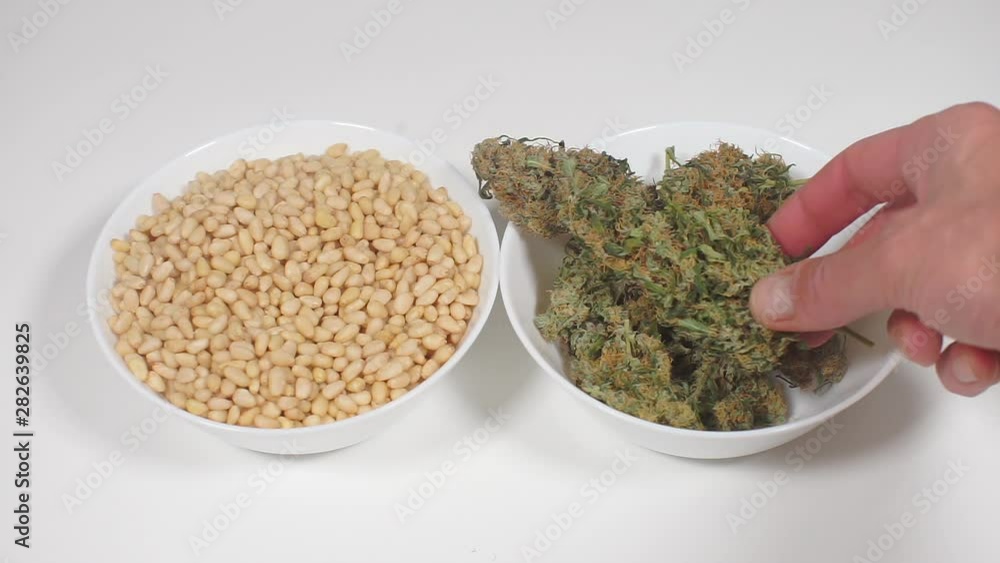food and weed on plates before preparing a healthy meal food and weed on plates before preparing a healthy meal
