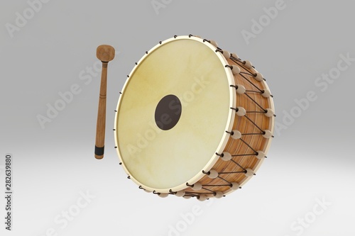 Ramadan drum 3d rendered isolated, Ramadan concept, Muslim religious month photo