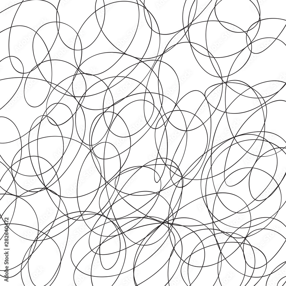 Obraz premium Abstract hatching pattern. Chaotic texture. Monochrome wallpaper. Hand drawn dinamic scrawls. Black and white illustration
