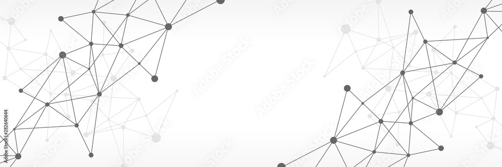 Black and white abstract futuristic crypto blockchain illustration. Grey dots and shapes in triangles for website header or banner design Black and white abstract futuristic crypto blockchain illustration. Grey dots and shapes in triangles for website header or banner design