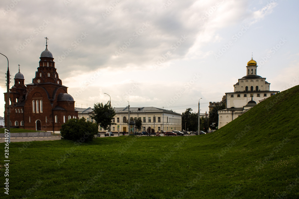 VladView of the Museum of applied art and the Golden gate in the historic center of the Vladimir Russia