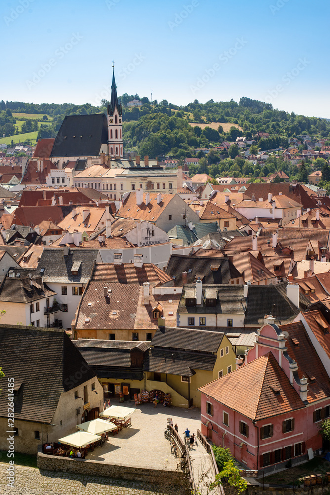 view on roof top in city of český krumlov