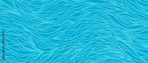 Hand drawn wavy wallpaper. Abstract waved nautical background. Colored pattern with waves. Doodle for your design