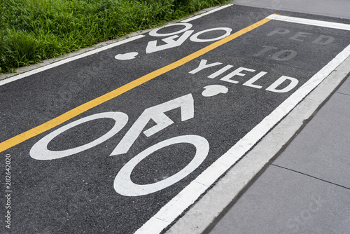 Bicycle lane closeup