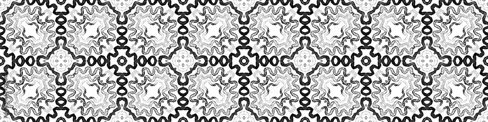 Fototapeta premium Dark black and white Seamless Border Scroll. Geome