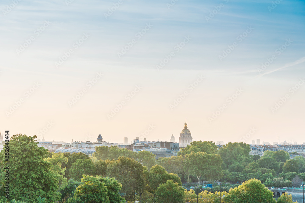 PARIS, FRANCE - August 19, 2018: Antique building view in Paris city, France.