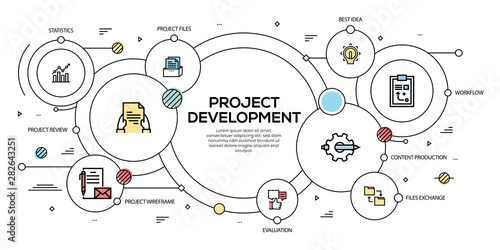 PROJECT DEVELOPMENT VECTOR CONCEPT AND INFOGRAPHIC DESIGN