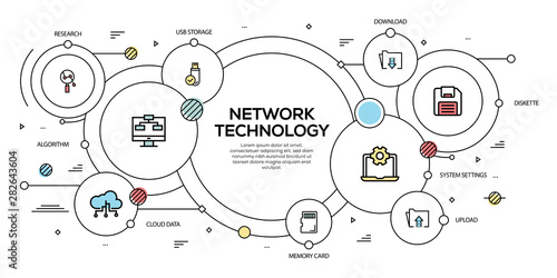 NETWORK TECHNOLOGY VECTOR CONCEPT AND INFOGRAPHIC DESIGN
