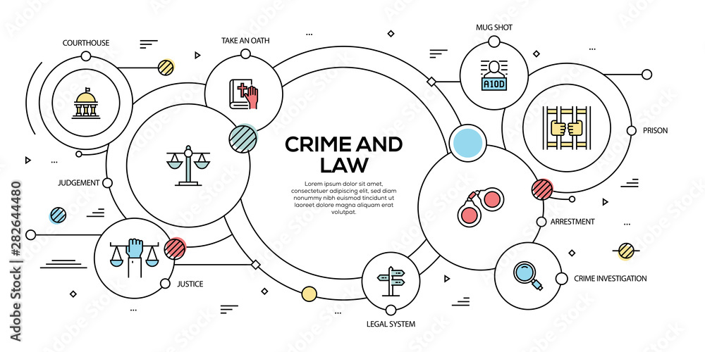 CRIME AND LAW VECTOR CONCEPT AND INFOGRAPHIC DESIGN CRIME AND LAW VECTOR CONCEPT AND INFOGRAPHIC DESIGN