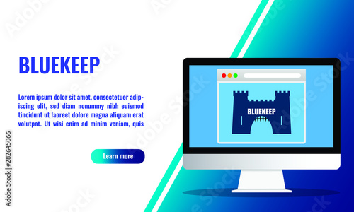 Vector illustration of BlueKeep insecurity concept. BlueKeep is a security vulnerability that was discovered in Remote Desktop Protocol (RDP) which allows for the possibility of remote code execution