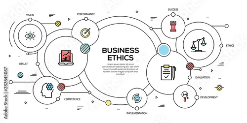 BUSINESS ETHICS VECTOR CONCEPT AND INFOGRAPHIC DESIGN