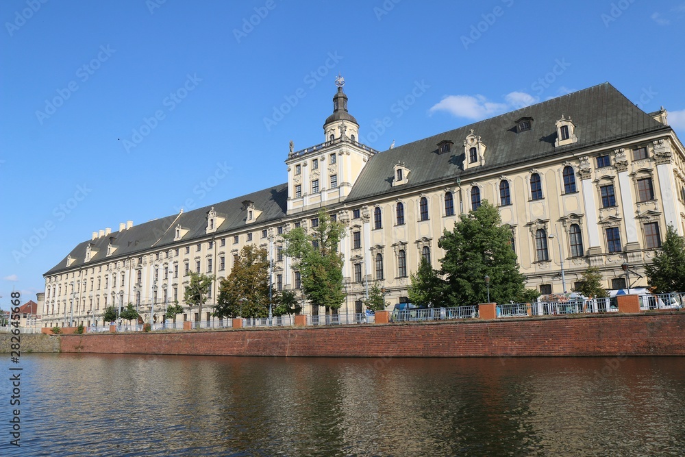 wroclaw, poland, university, architecture, building, city, old, town, river, palace, landmark, tower, house, water, history,  