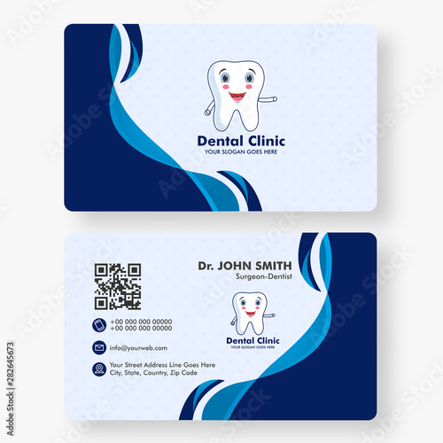 Dental Clinic business card or horizontal template design in front and back view.