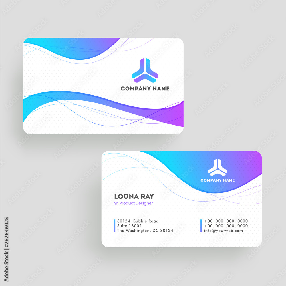 Front And Back View Of Business Card Or Visiting Card Design With Wavy front-and-back-view-of-business-card-or-visiting-card-design-with-wavy