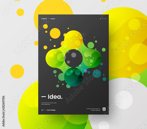 Amazing business presentation vector A4 vertical orientation front page mock up. Modern corporate report cover abstract geometric illustration design layout. Company identity brochure template.