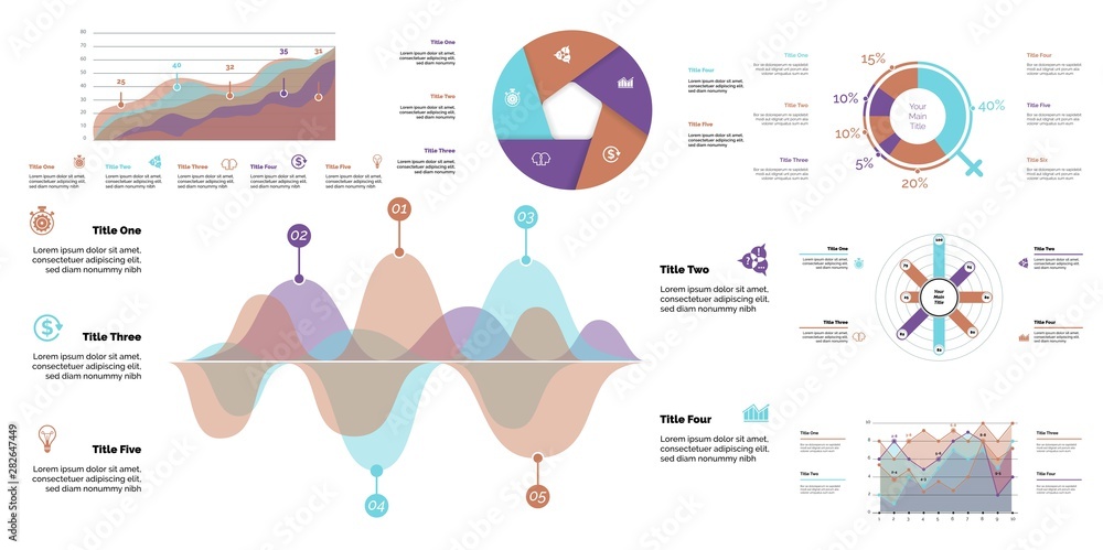 Digital Design Process Graph Business inforgraphic design set for marketing concept. Can be used for ...