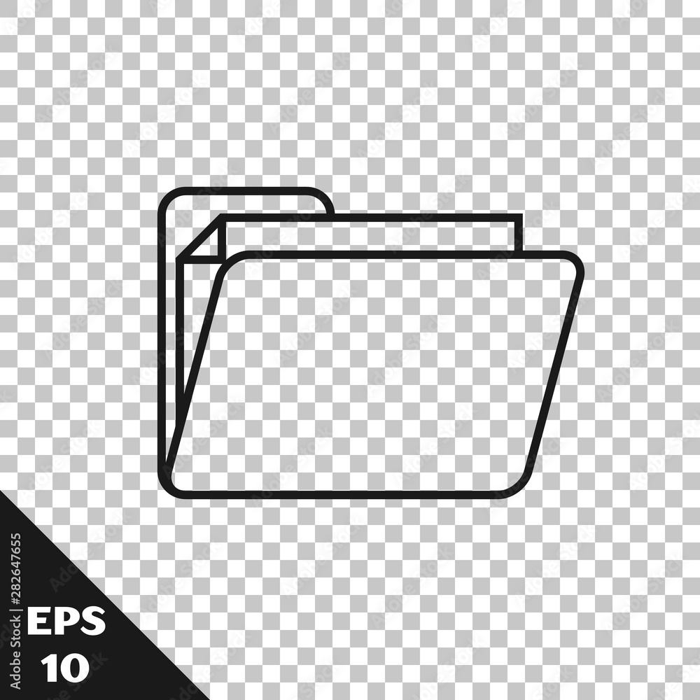 Black line Document folder icon isolated on transparent background ...