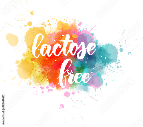 Lactose free lettering on watercolor splash