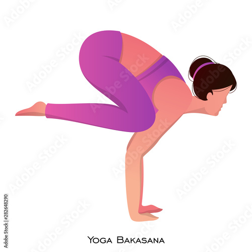 Young woman practise yoga bakasana pose.