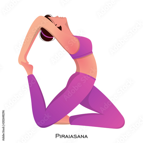 Young woman practise yoga pirai asana pose.