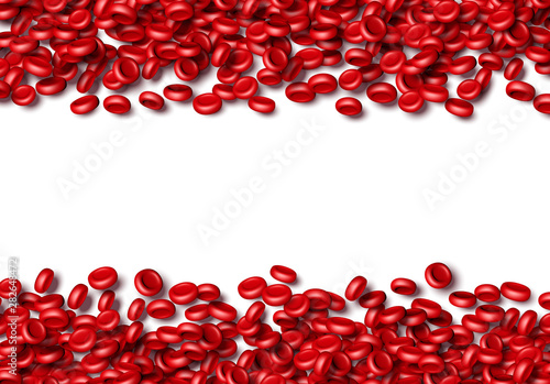 Blood cells or erythrocites flowing in abstract scientific background with medical or health theme