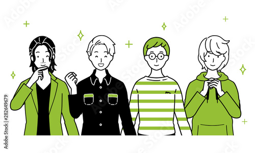 Illustration of ladies lining up.