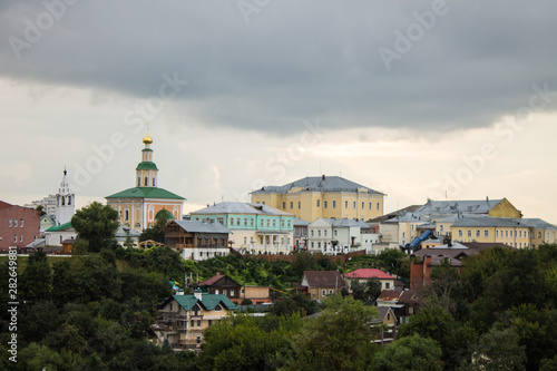 Panoramic view of the city of Vladimir, Russia summer a cloudy day on the background of green trees