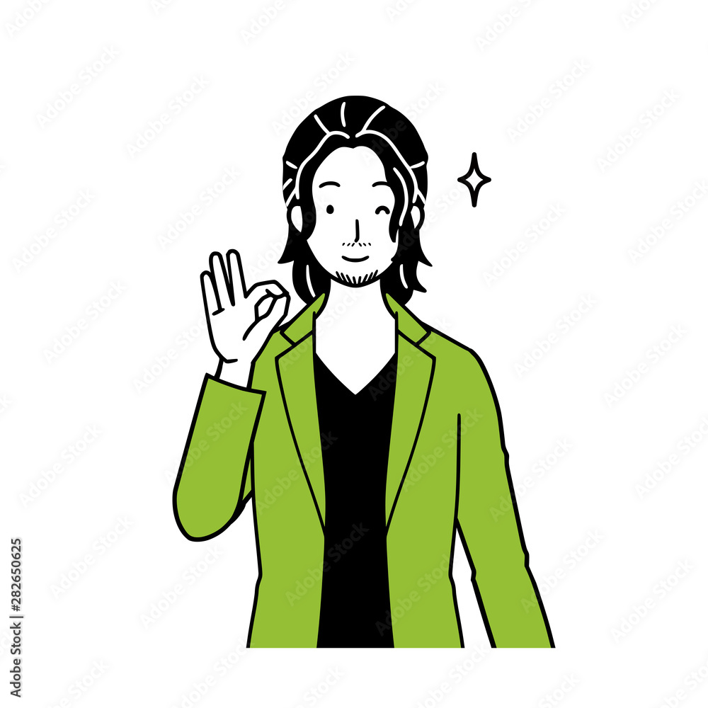 Illustration of a man presenting an OK mark. Illustration of a man presenting an OK mark.