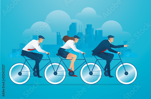 People biking bicycle business team work concept vector illustration EPS10