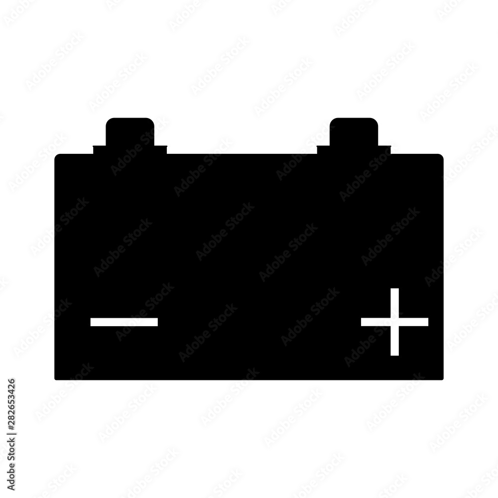Glyph battery with charge icon. Simple vector isolated