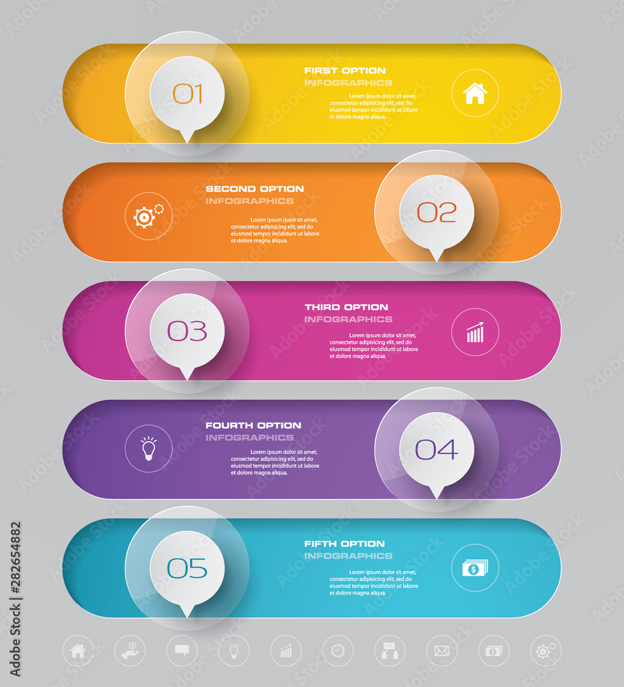5 steps infographics chart design element. For data presentation. 5 steps infographics chart design element. For data presentation.