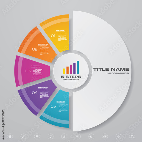 5 steps cycle chart infographics elements for data presentation. EPS 10.	