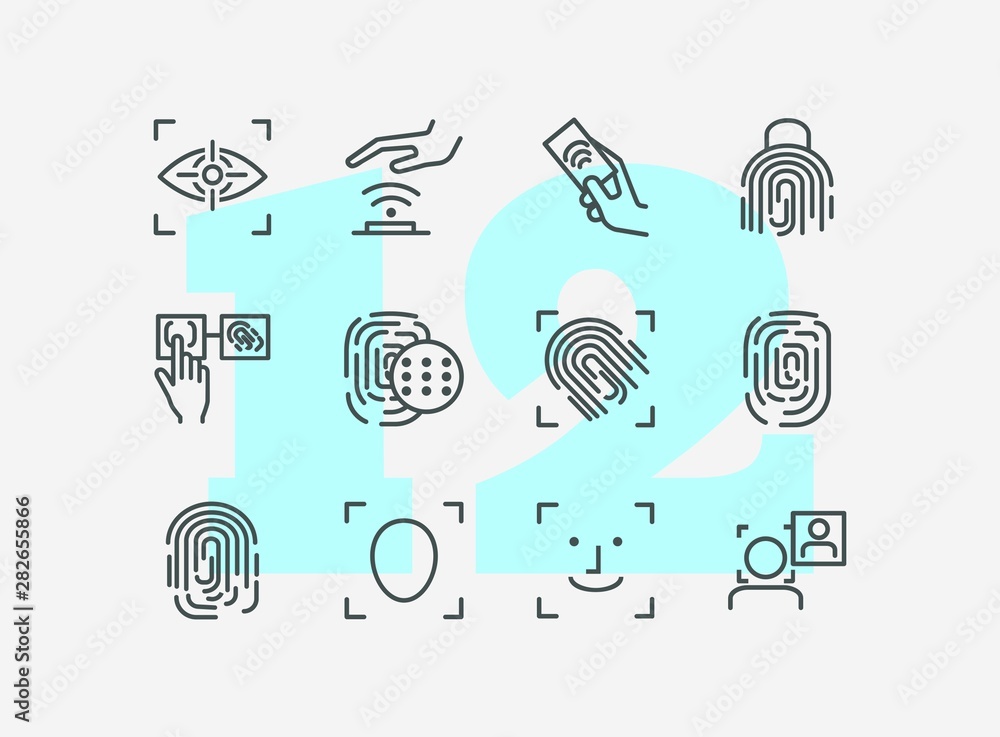 Scanners line icon set. Fingerprint, scanner, recognition. Recognition ...