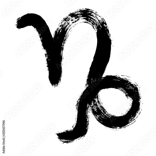 Capricorn zodiac sign. Hand painted design vector illustration. Capricorn horoscope sign, symbol, icon for your design. Hand drawn vector illustration