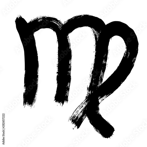 Virgo zodiac sign. Hand painted design vector illustration. Virgo horoscope sign, symbol, icon for your design. Hand drawn vector illustration