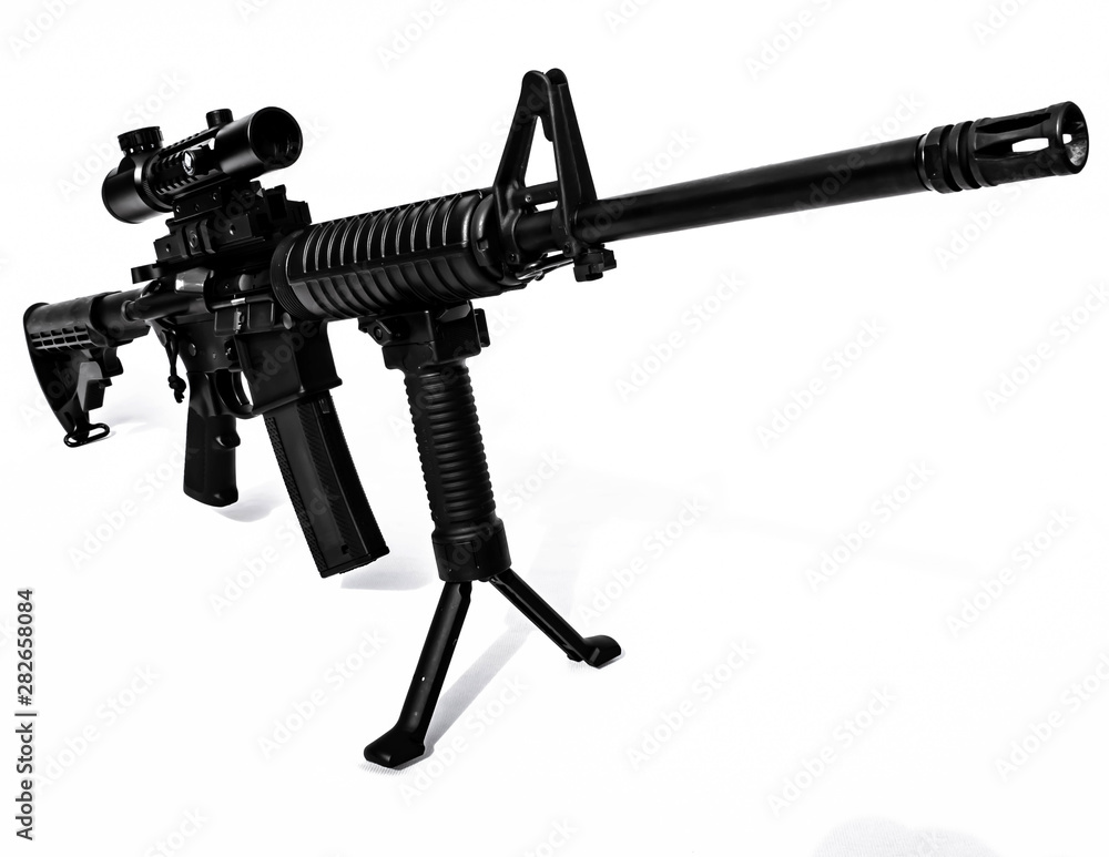 An AR-15 Rifle On A White Backdrop Stock Photo | Adobe Stock