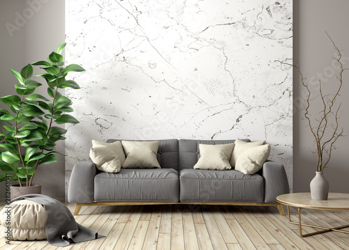 Fototapeta Naklejka Na Ścianę i Meble -  Interior of living room with sofa 3d rendering